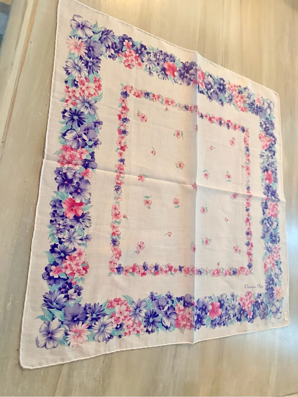Christian Dior floral handkerchief scarf bandanna bag accessory